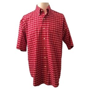 TOWNCRAFT Vintage Red Plaid Short Sleeve Button Down Shirt Men's Size Medium